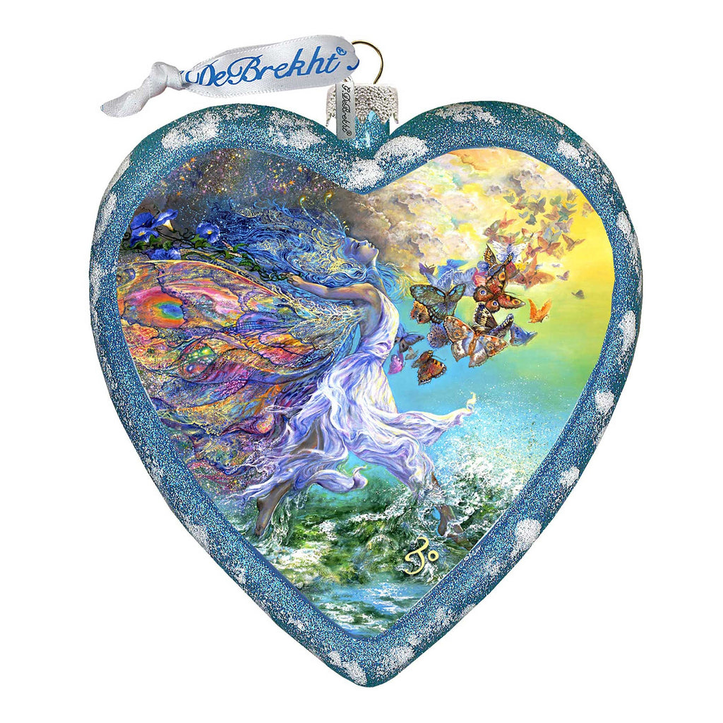 Butterfly Fairy Heart Glass Ornament Limited Edition by Josephine Wall - Christmas Decor - 738-409-JW