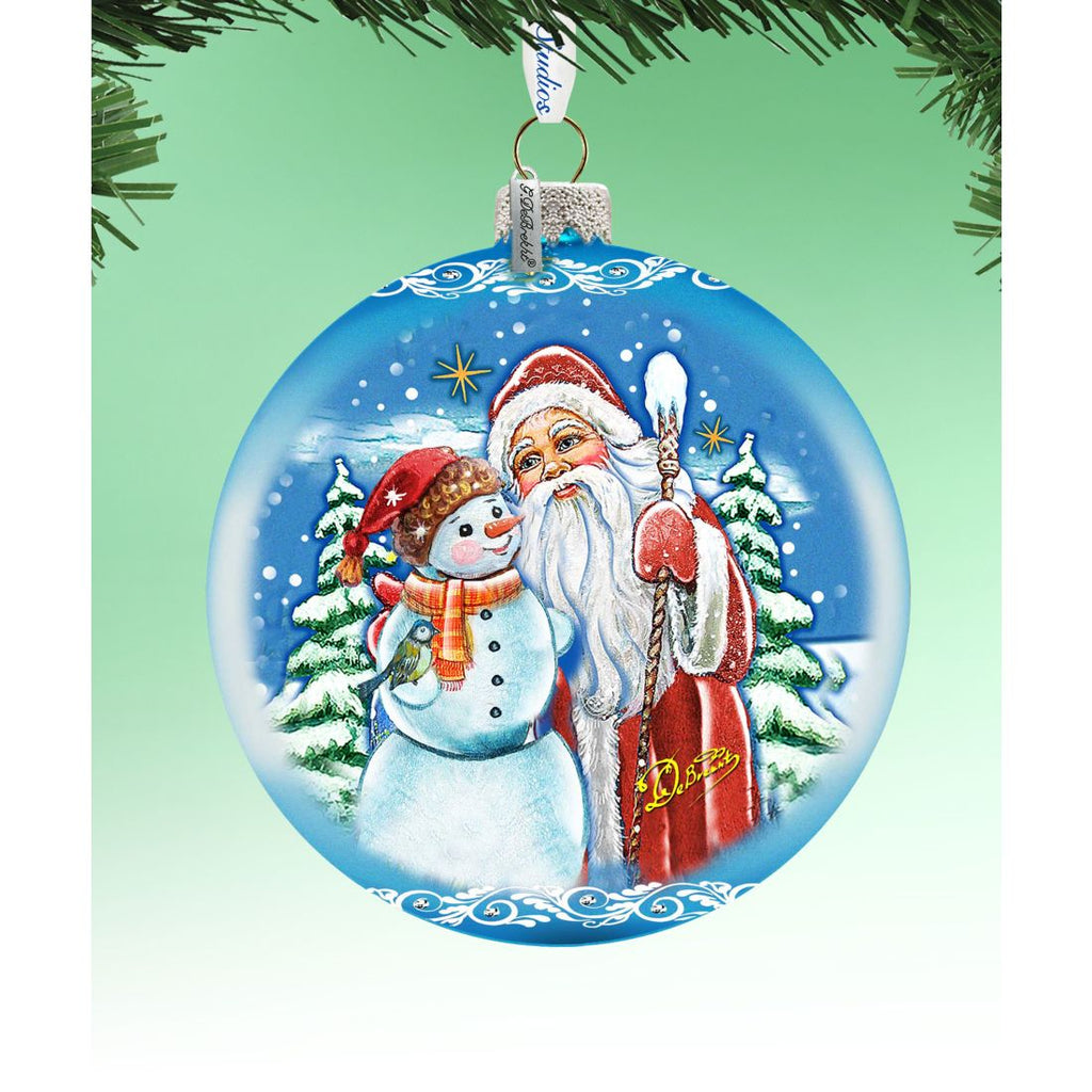 Christmas Workshop Glass Ornament Limited Edition by G. DeBrekht - Christmas Santa Snowman Decor - 73888