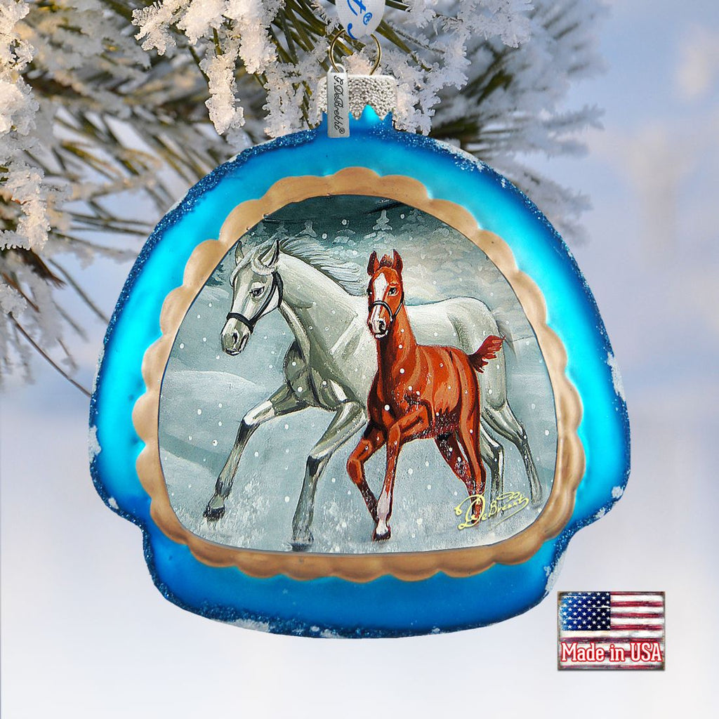 Winter Horses Glass Ornament by G. DeBrekht - Christmas Decor - 756-015