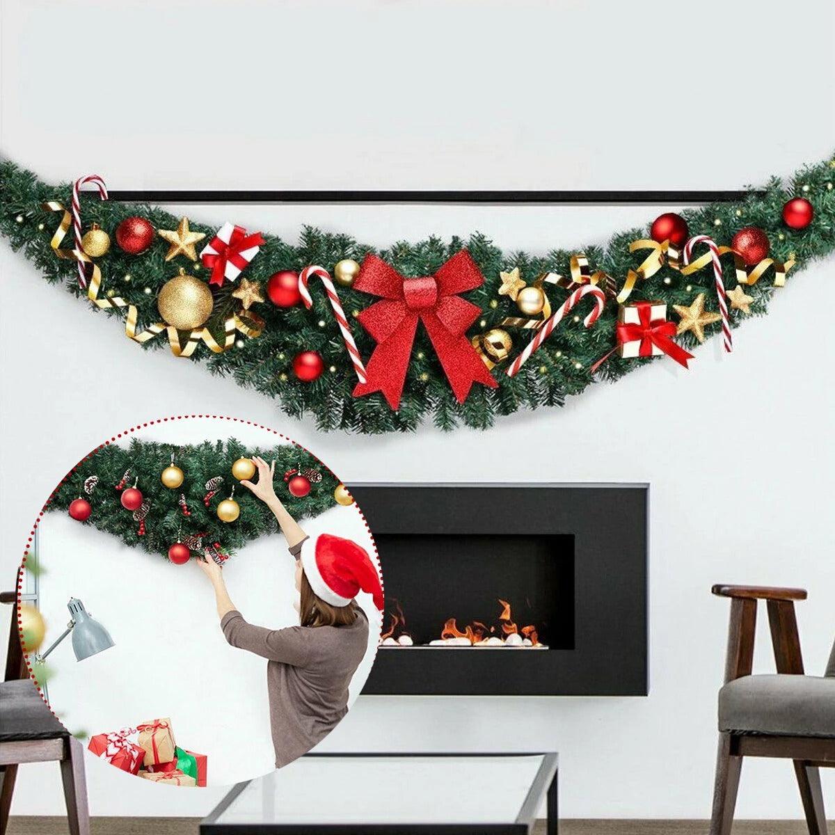 Green Rattan Christmas Garland With Light