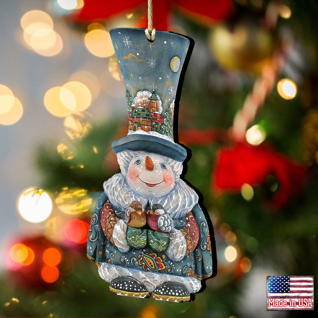 Old World Christmas Snowman Wooden Ornaments by G. DeBrekht - Christmas Santa Snowman Decor - 8116420