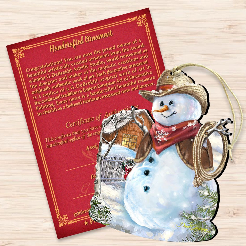 Cowboy Snowman Wooden Ornaments by Gelsinger - Christmas Santa Snowman Decor - 8121115-1541