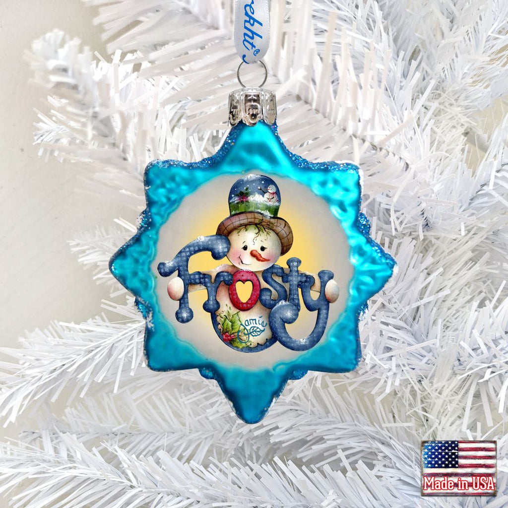 Frosty Mercury Glass Ornament by Jamie Mills-Price - Christmas Santa Snowman Decor - 778202-7505