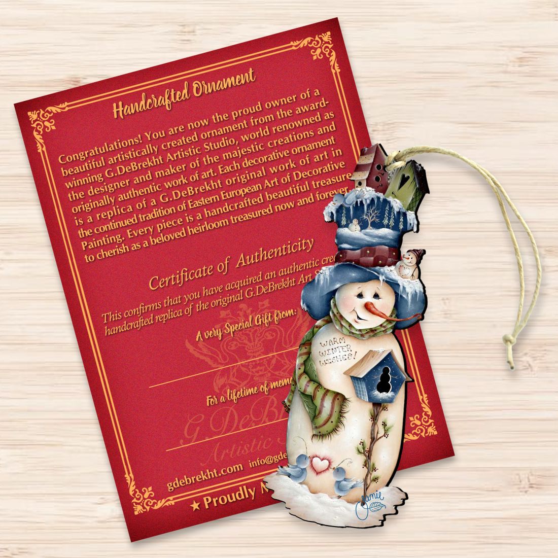 Freezing Frank Wooden Ornaments by Jamie Mills-Price - Christmas Santa Snowman Decor - 8457515