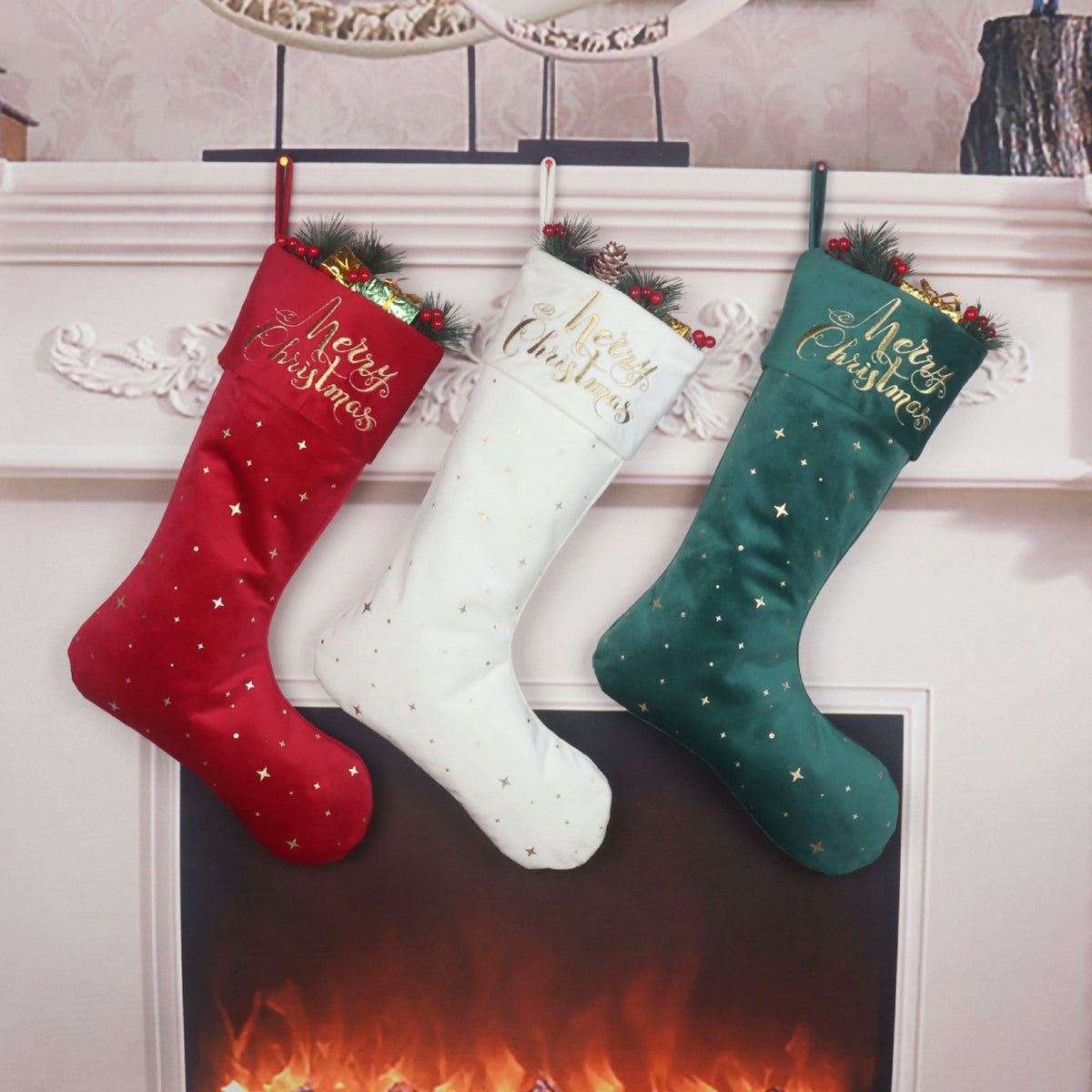 Christmas stockings Christmas gift bags Christmas candy bags gold foil embroidered socks three styles of long socks