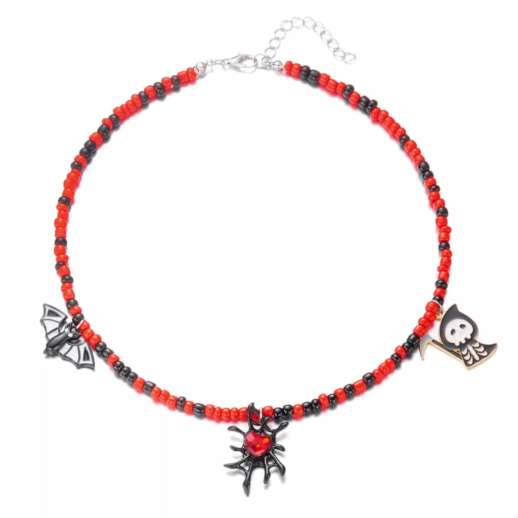 Halloween Spider Web Beaded Necklace
