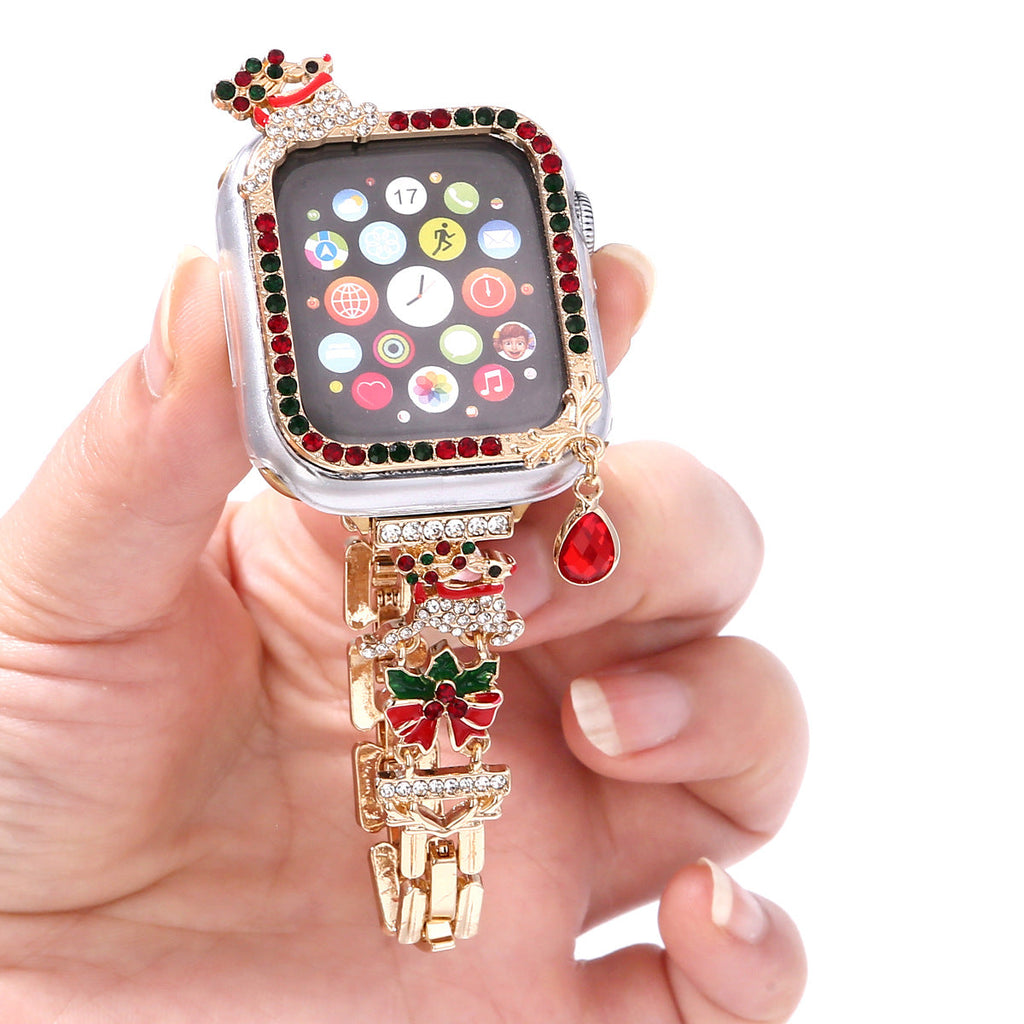 New Christmas Watch Strap Suitable For IWatch Chain Case Iwatch56789Sechristmas