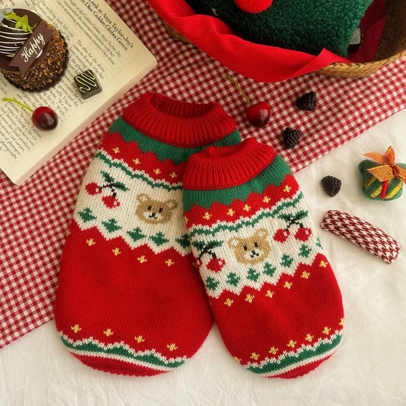 Christmas Cherry Pet Sweater Clothes Warm