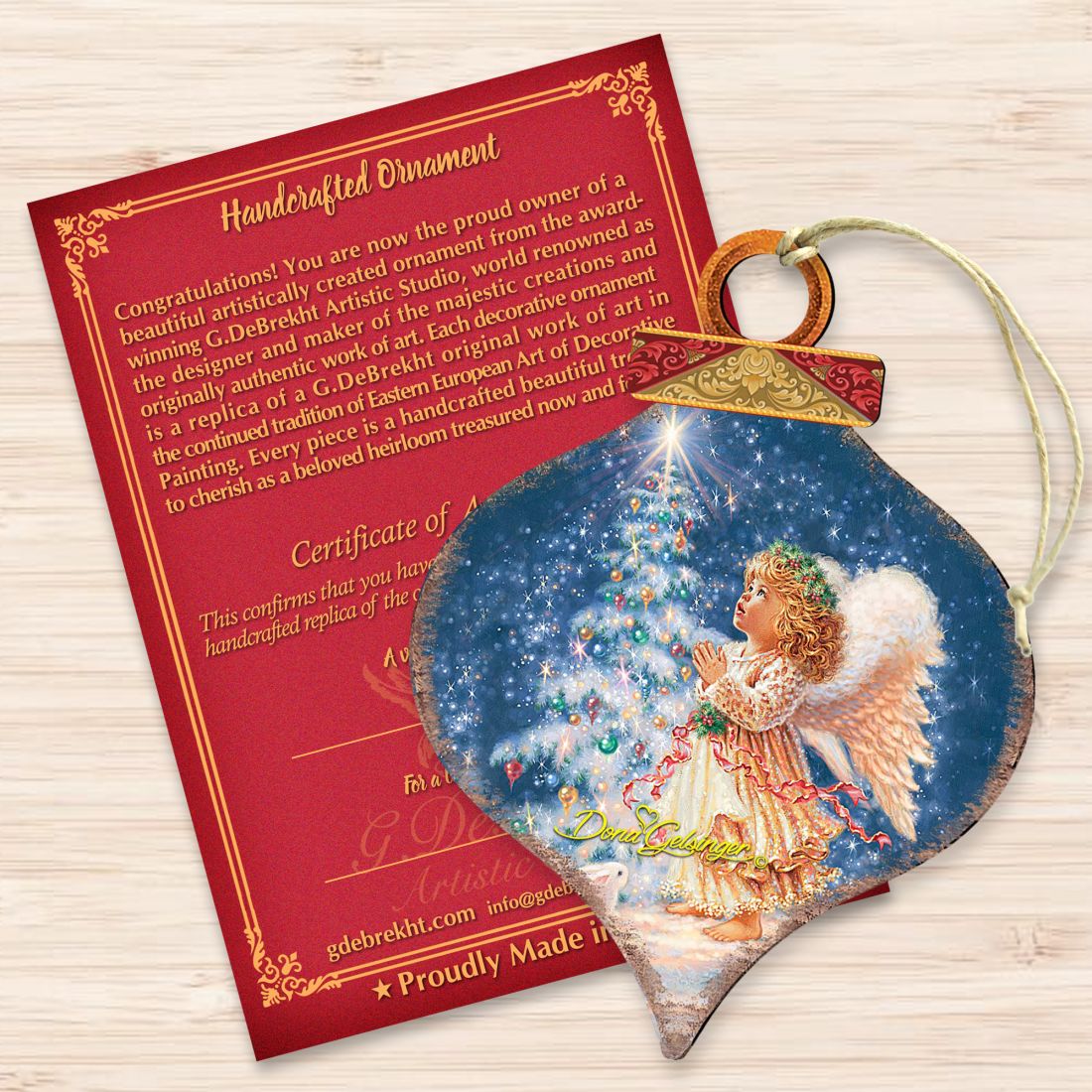 Light of Christmas Angel Wooden Ornaments by Gelsinger - Nativity Holiday Decor - 8031152-0703