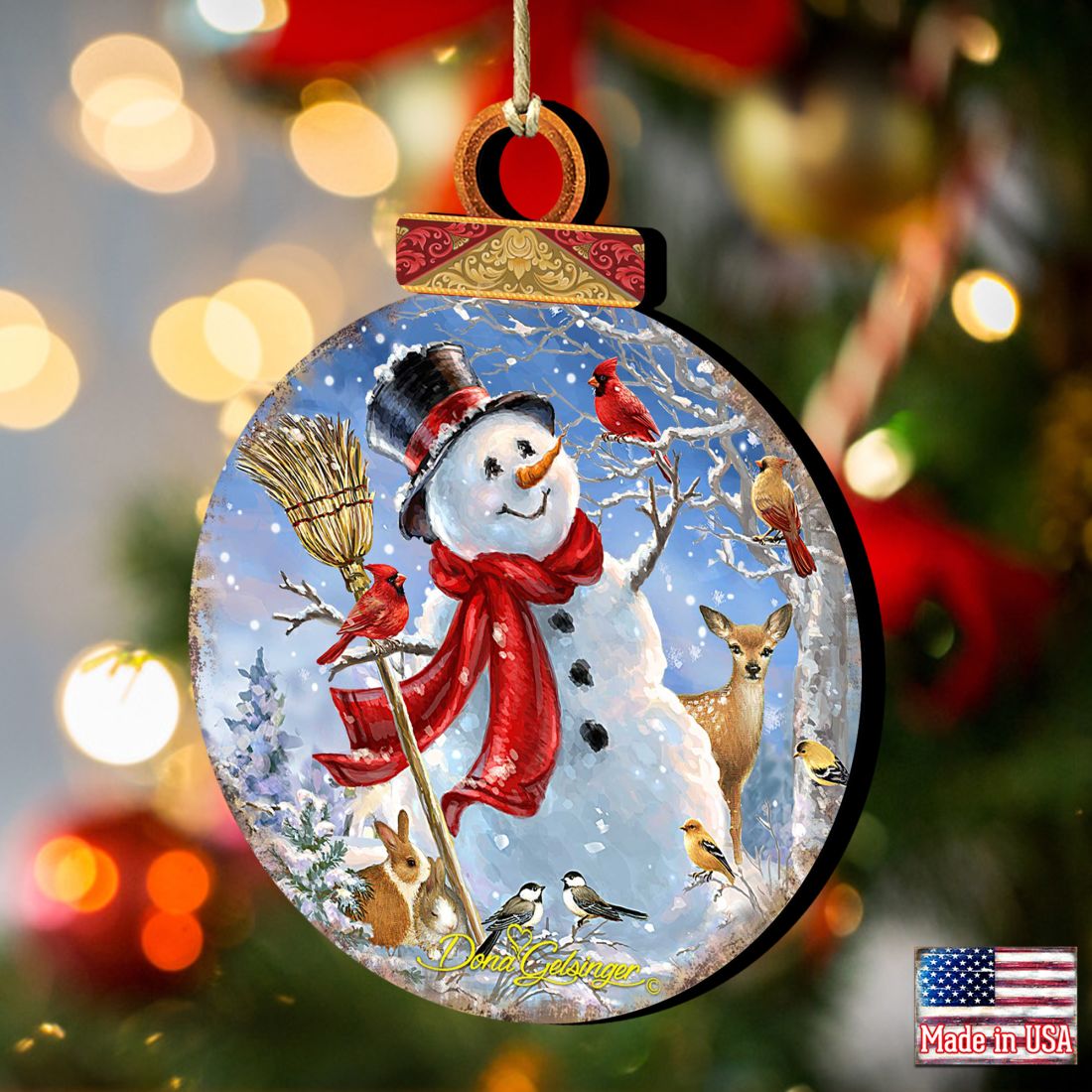 Frosty Forest Friends Wooden Ornaments by Gelsinger - Christmas Santa Snowman Decor - 8021023-1624