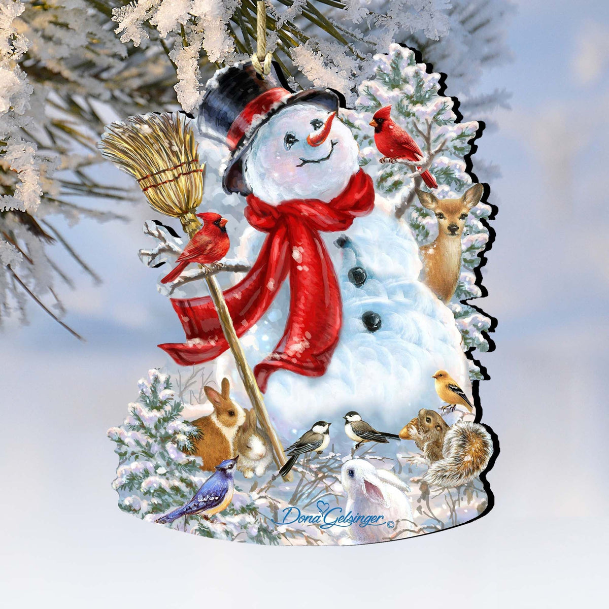 Old Worlds Snowman  Wooden Ornaments by Gelsinger - Christmas Santa Snowman Decor - 8161026-1624