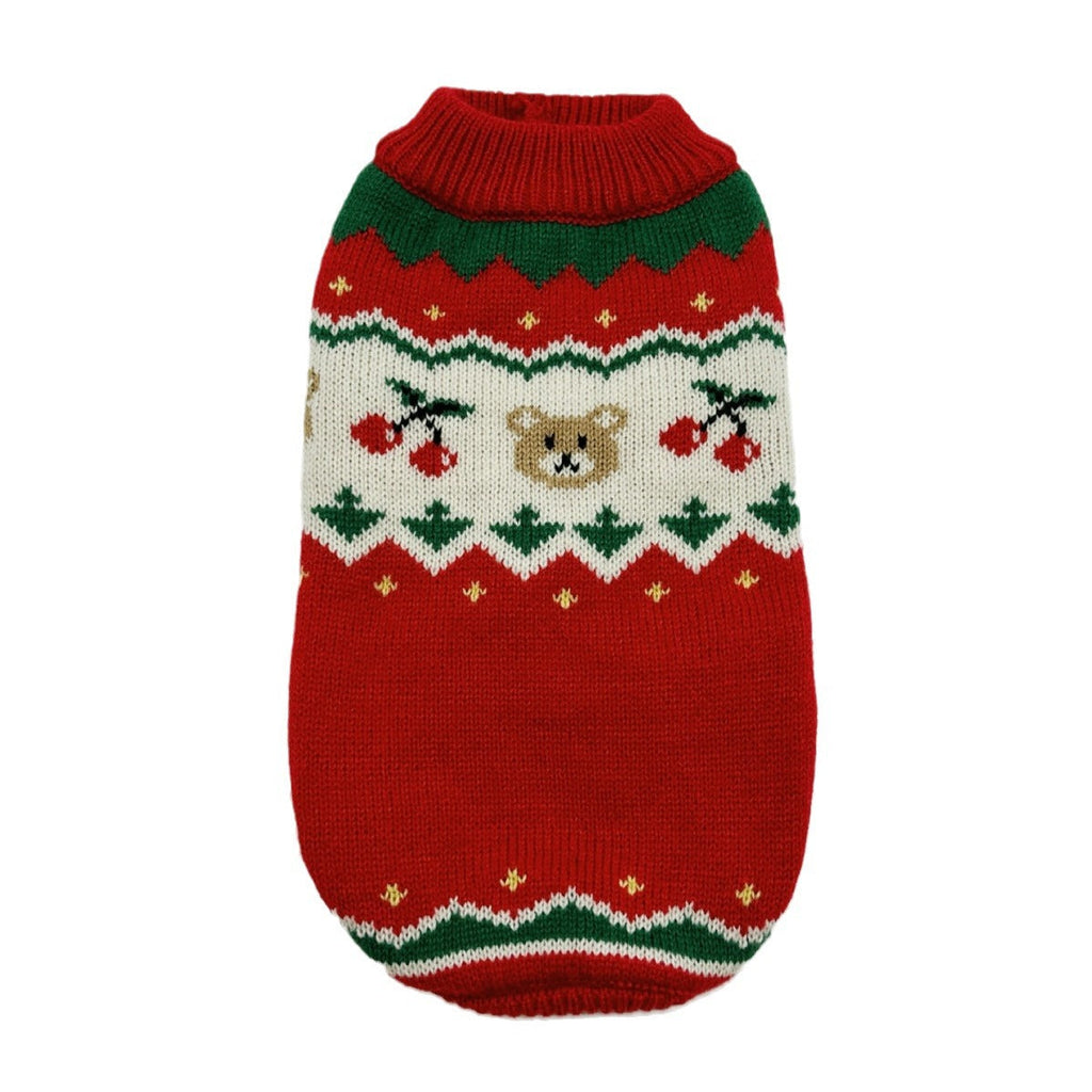 Christmas Cherry Pet Sweater Clothes Warm