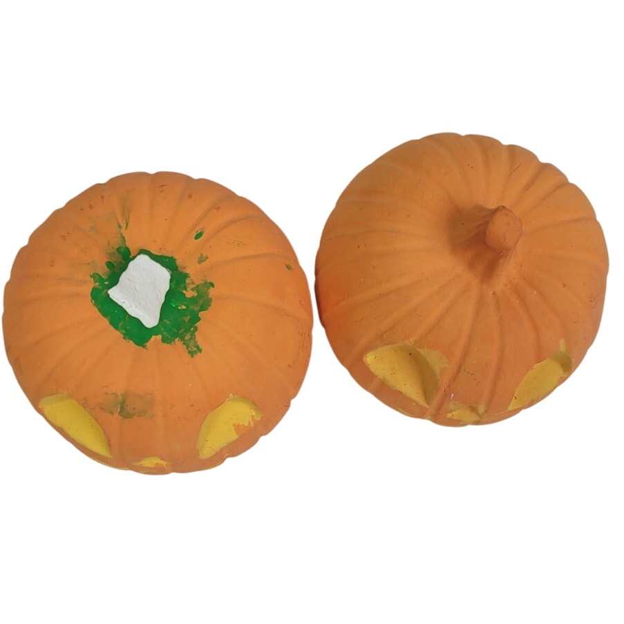 5 Vintage Handpainted Ceramic Halloween Pumpkin Jack O Lantern Candle Holders