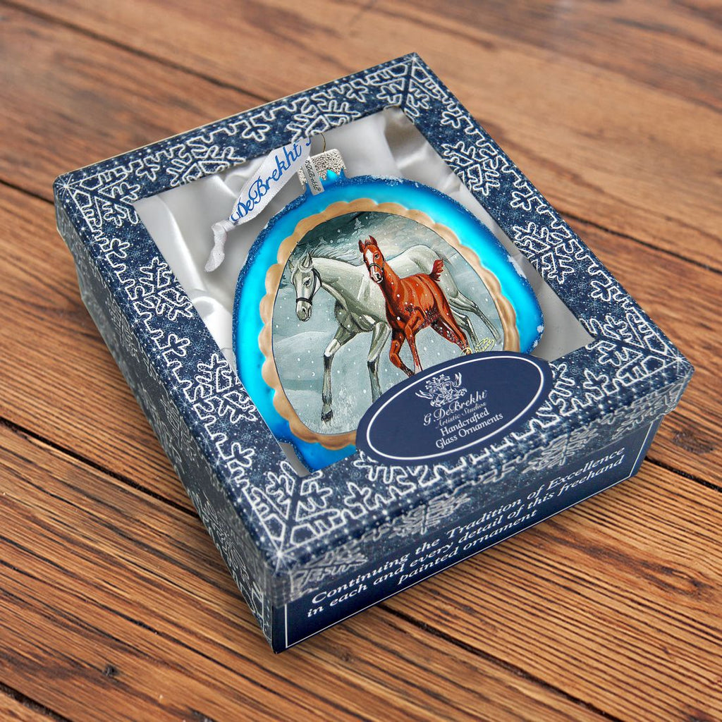 Winter Horses Glass Ornament by G. DeBrekht - Christmas Decor - 756-015