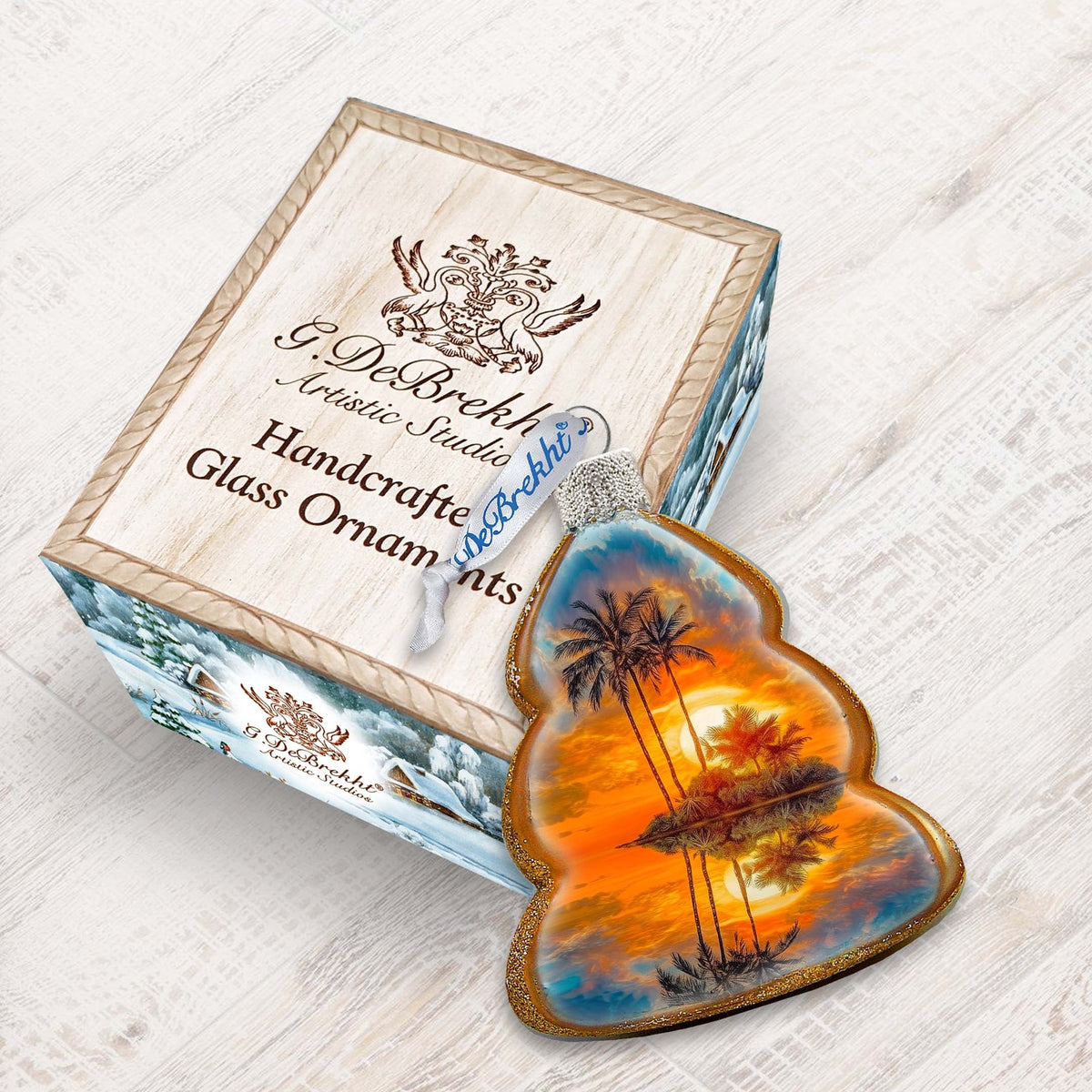 Nautical Christmas Ornaments - Sunset Keepsake Glass Ornaments by G. Debrekht - Christmas Decor - 777412