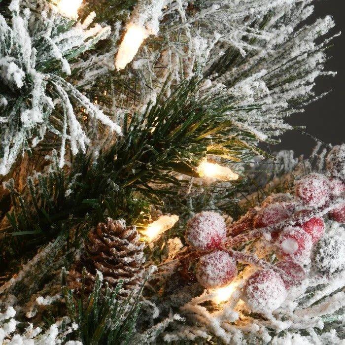 9 ft Lighted Artificial Pine Christmas Tree with 700 Clear Lights