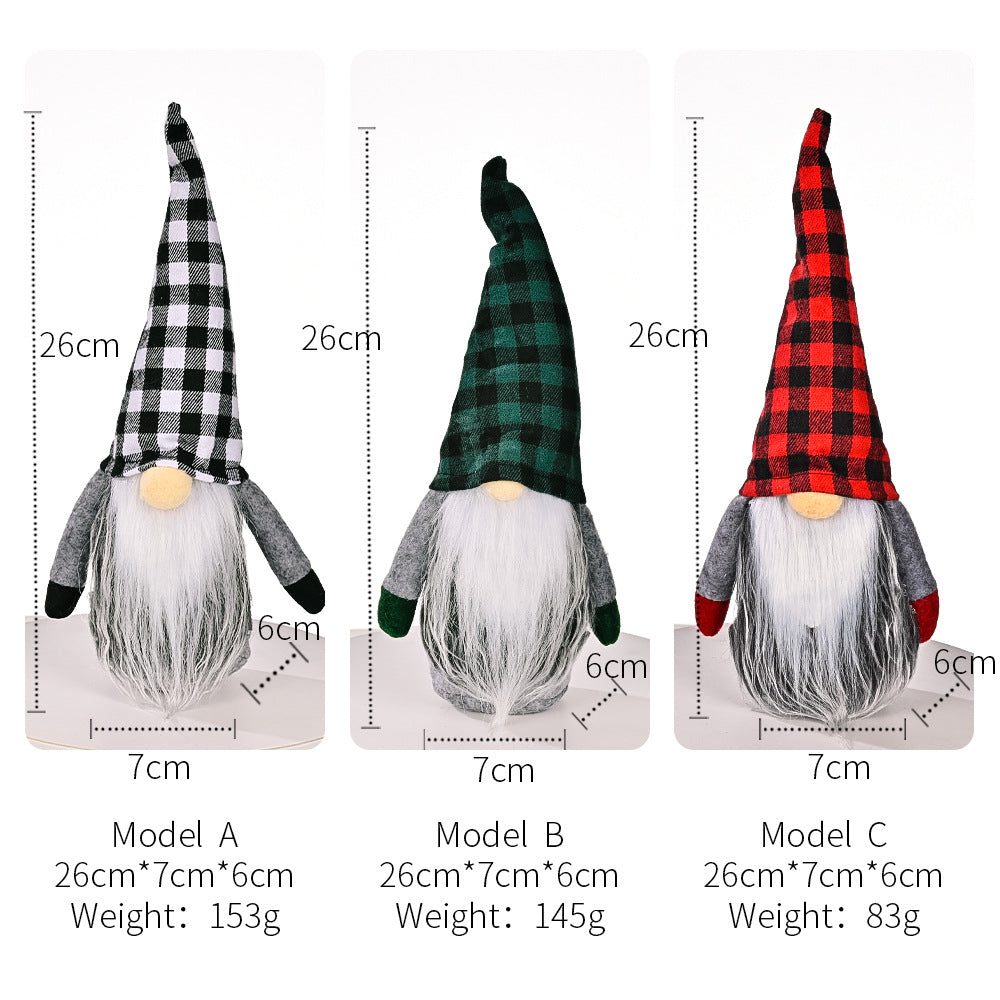 Christmas Decorations Christmas Plaid Hat Rudolf Doll