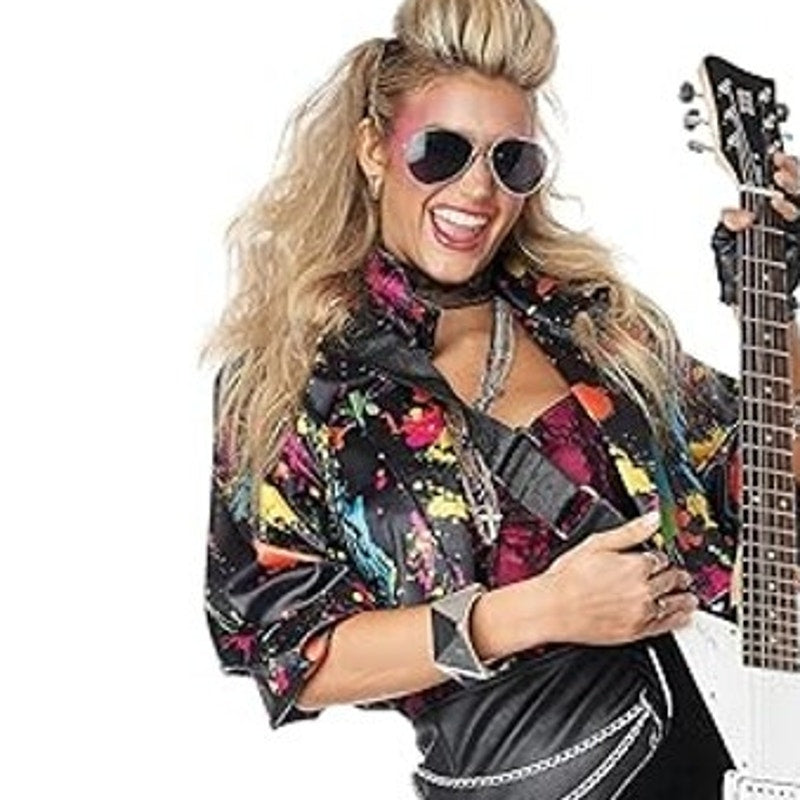 California Costumes Womens Small 80's Rock Chick Thin Strap Zipper Slit Dress