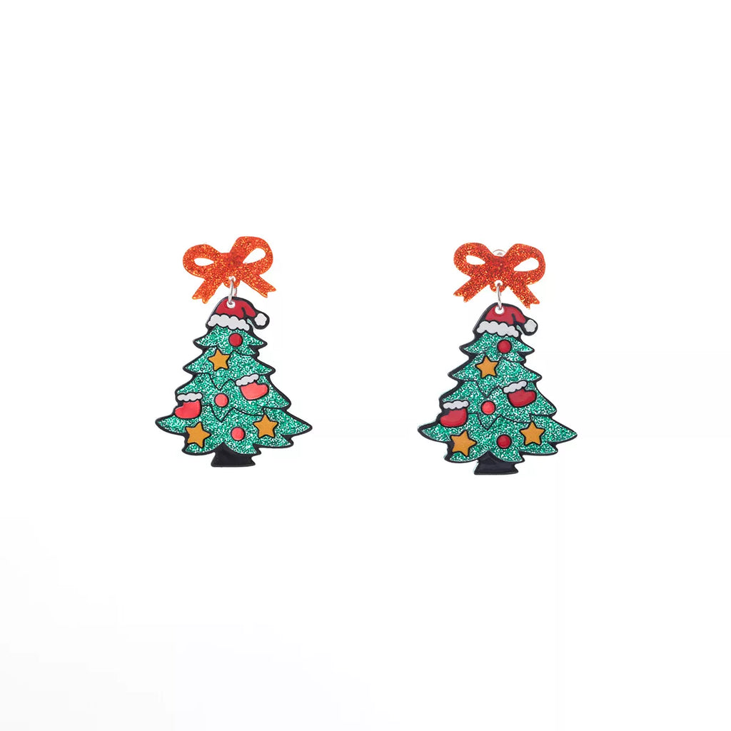 Acrylic Christmas Tree Drop Earrings