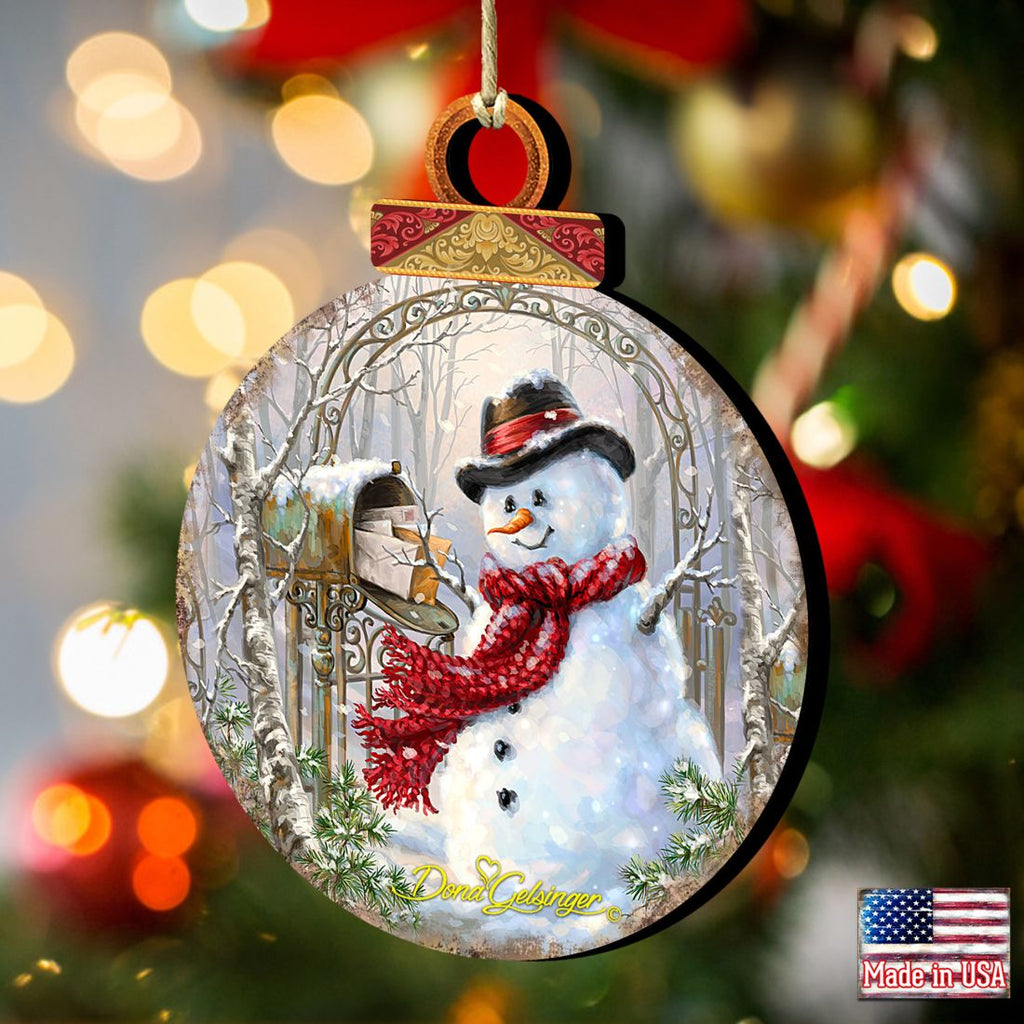 Mail Man Snowman Wooden Ornaments by Gelsinger - Christmas Santa Snowman Decor - 8021018-1421