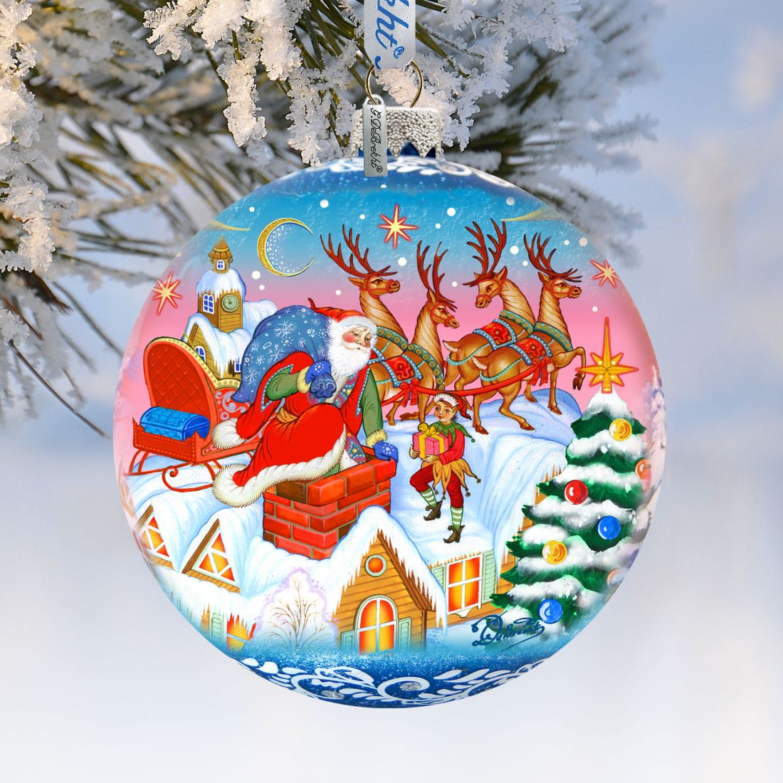 Special Delivery Ball Glass Ornament Limited Edition by G. DeBrekht - Christmas Santa Snowman Decor - 73845