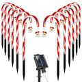Solar Christmas Candy Cane Lights with 12 Candies 72LEDs Outdoor Christmas Decorations IP44 Waterproof Flickering Pathway Markers String Lights with 8
