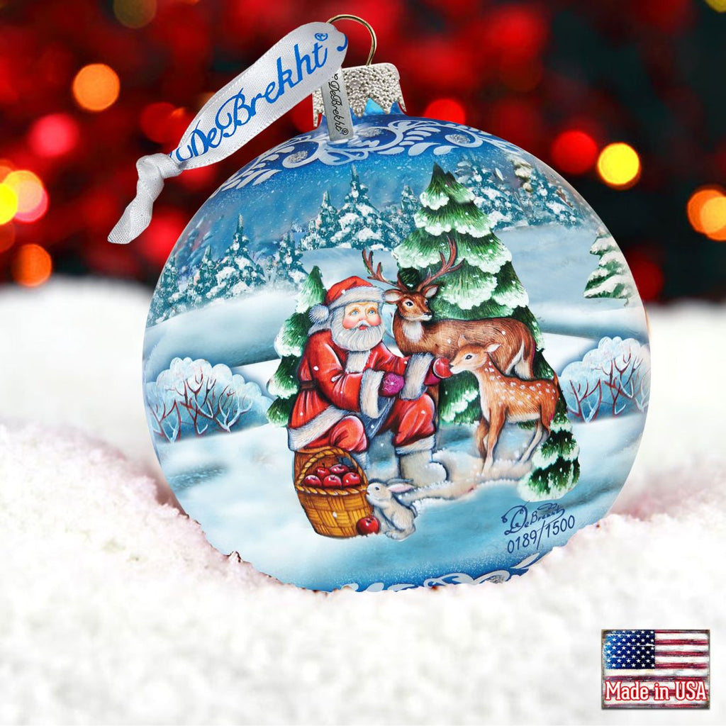 Woodland Watcher Ball Glass Ornament Limited Edition by G. DeBrekht - Christmas Santa Snowman Decor - 73849