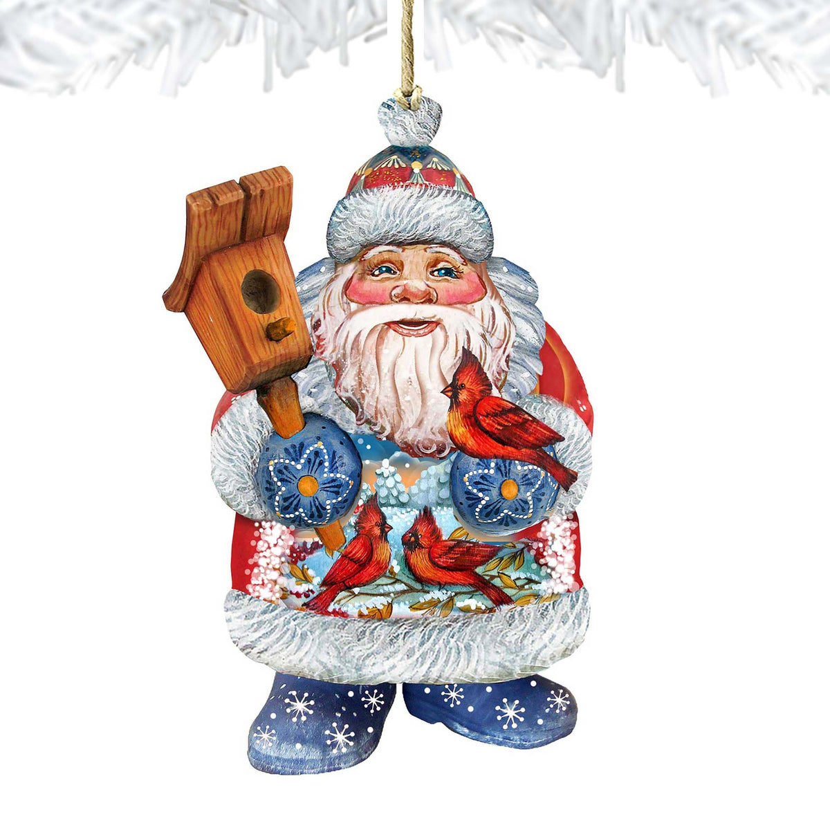 Holiday Bird Christmas Wooden Ornaments by G. DeBrekht - Christmas Santa Snowman Decor - 8118023