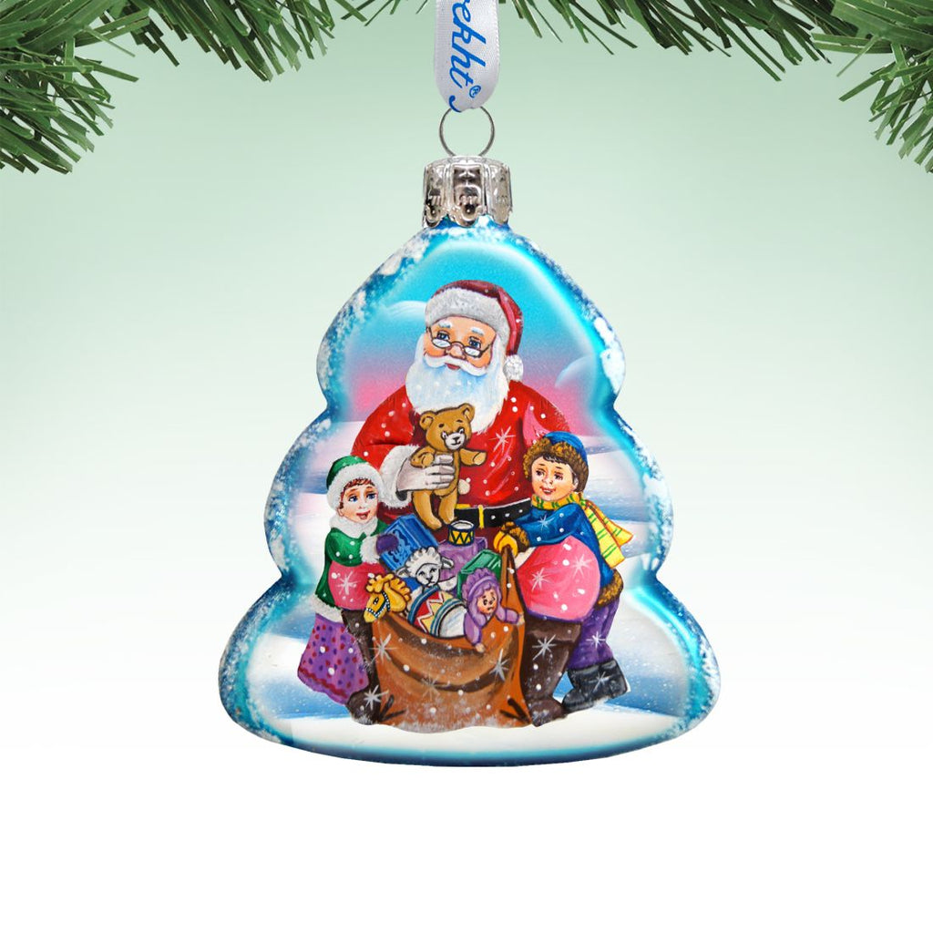 Gift Giving Santa Mercury Glass Ornament by G. DeBrekht - Christmas Santa Snowman Decor - 773013