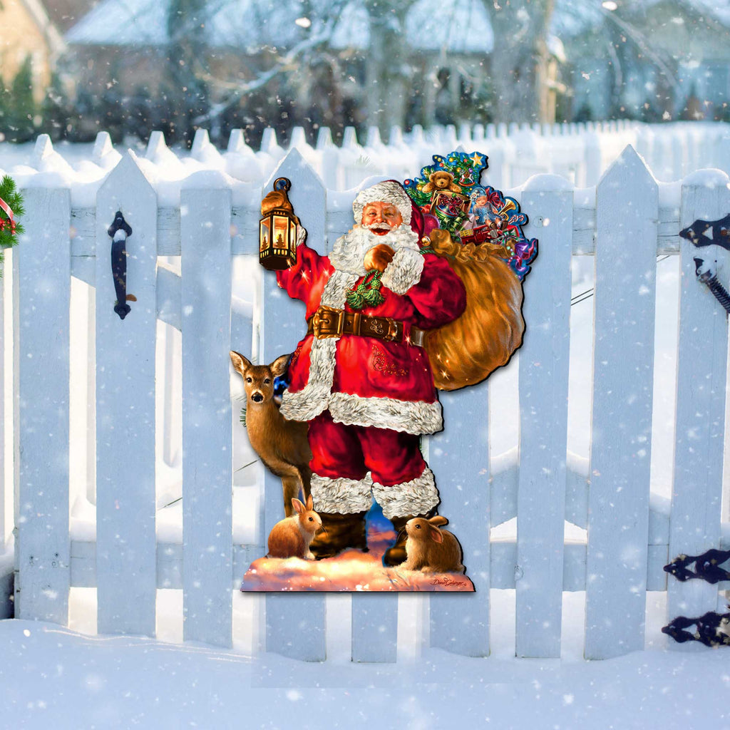 Woodland Santa Wall Door Hanger by D. Gelsinger - Christmas Santa Snowman Decor - 8461028H-1105