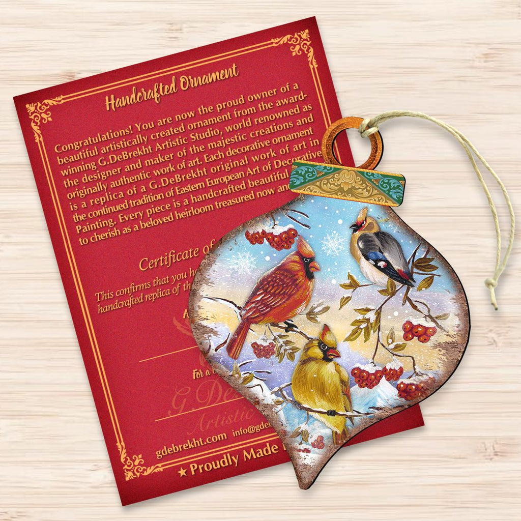 Birds Drop Wooden Ornaments by G. DeBrekht - Christmas Decor - 8035222