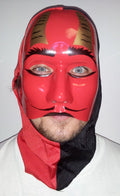 Scary Rigid Plastic Devil Mask with Attached Fabric