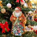 Santa with Forest Friends Wooden Ornaments by G. Debrekht - Christmas Santa Snowman Decor - 8691409
