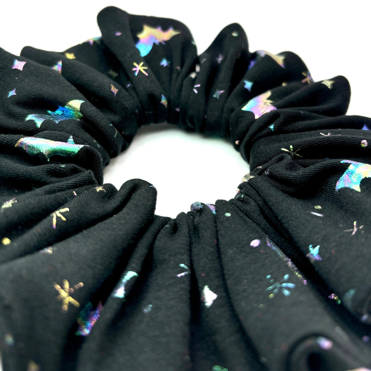 Holographic Bats Halloween Scrunchie