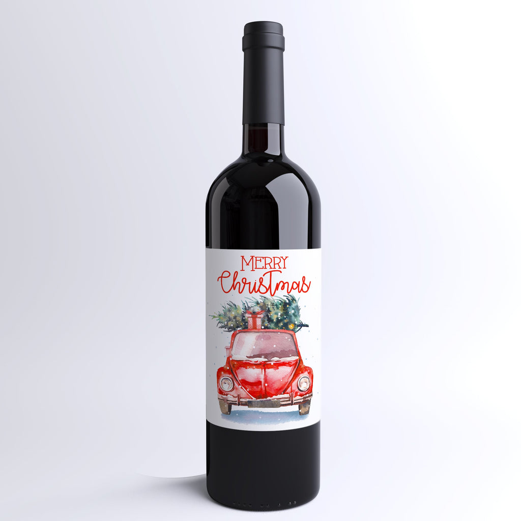 Vintage Truck Merry Christmas Wine Labels, Pack of 4