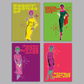 Femme Fatale Retro 60s Christmas Greeting Cards, Set of 24