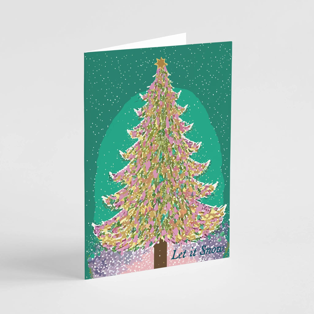 Let It Snow Christmas Tree Greeting Cards, Set of 24