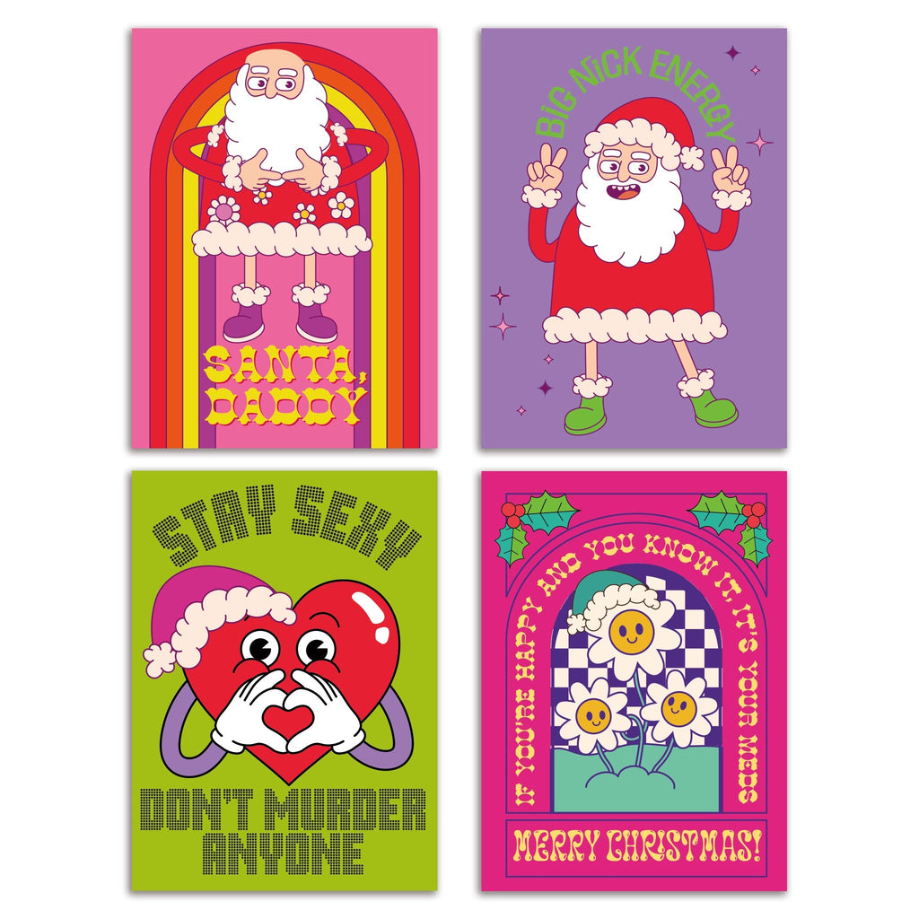 Naughty Santa Christmas Cards, Set of 24