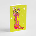 Candy Cane Cowboy Boot Christmas Cards, Set of 24