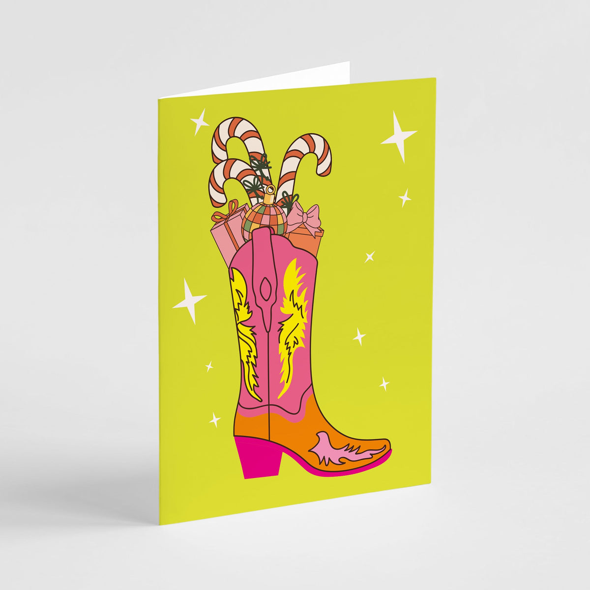 Candy Cane Cowboy Boot Christmas Cards, Set of 24