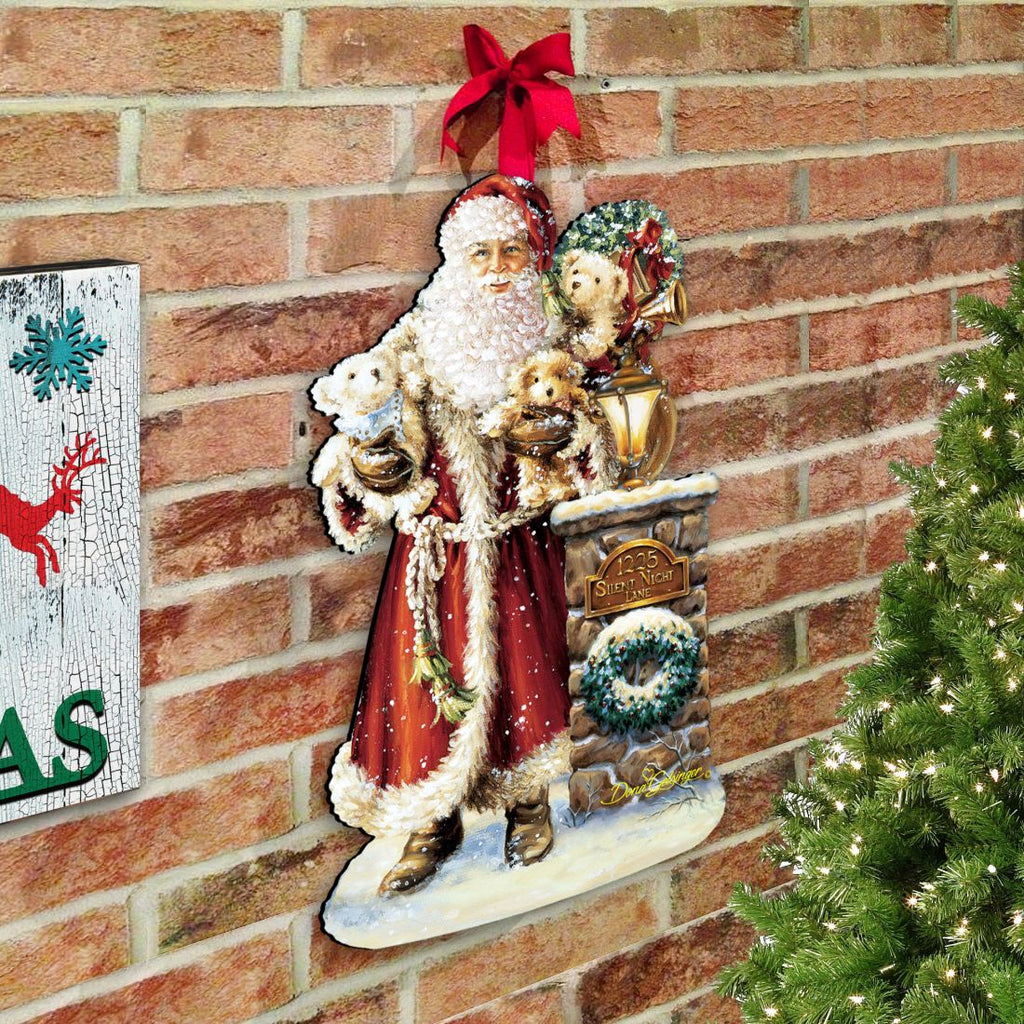 Silent Night Santa Christmas Door Decor by D. Gelsinger - Christmas Santa Snowman Decor - 8461013H-1315