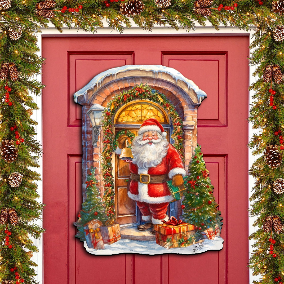 Knocking the door Santa Holiday Door Decor  by G. Debrekht - Christmas Decor - 8611044H
