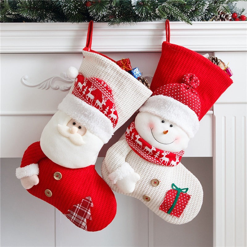 Knitted Christmas Stocking Santa Decor
