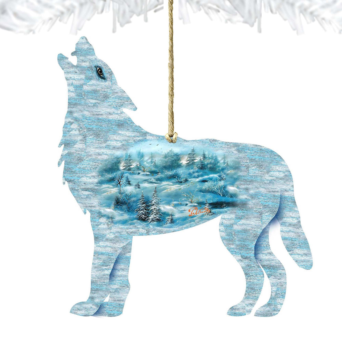 Winter Wolves Christmas Wooden Ornaments by G. DeBrekht - Wildlife Holiday Decor - 8198227