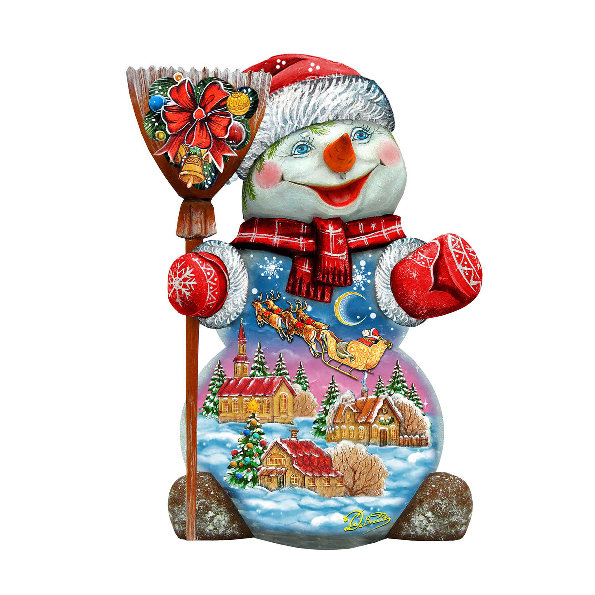 Santa In the Night Sky Snowman Door Decor by G. DeBrekht - Christmas Santa Snowman Decor - 818158H