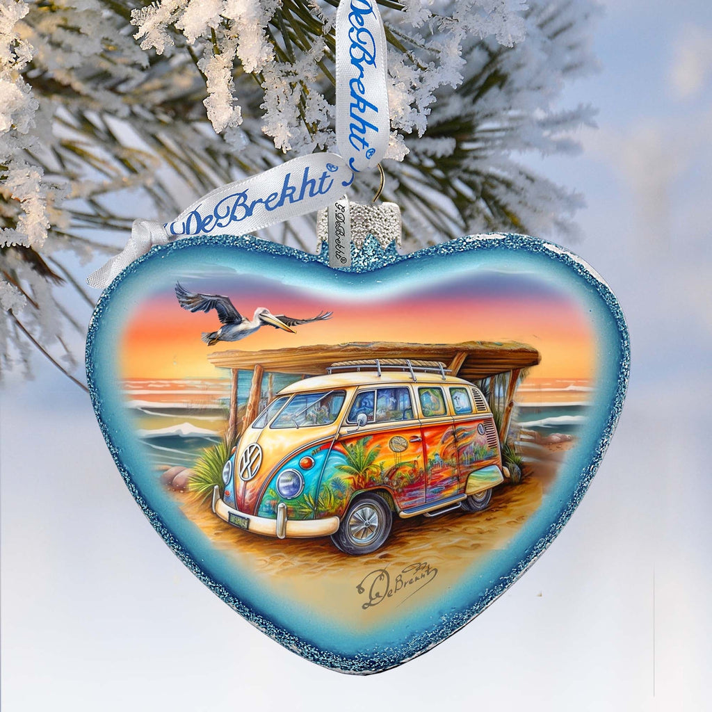 Coastal Truck Heart Glass Ornament by G. Debrekht - Christmas Decor - 753-091