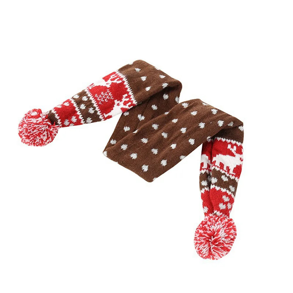Christmas Dog Scarf Knitted Elk Scarf Striped Hair Ball Pet Scarf Outdoor Winter Warm Cat Dog Scarves Puppy Collar Pet Supplies