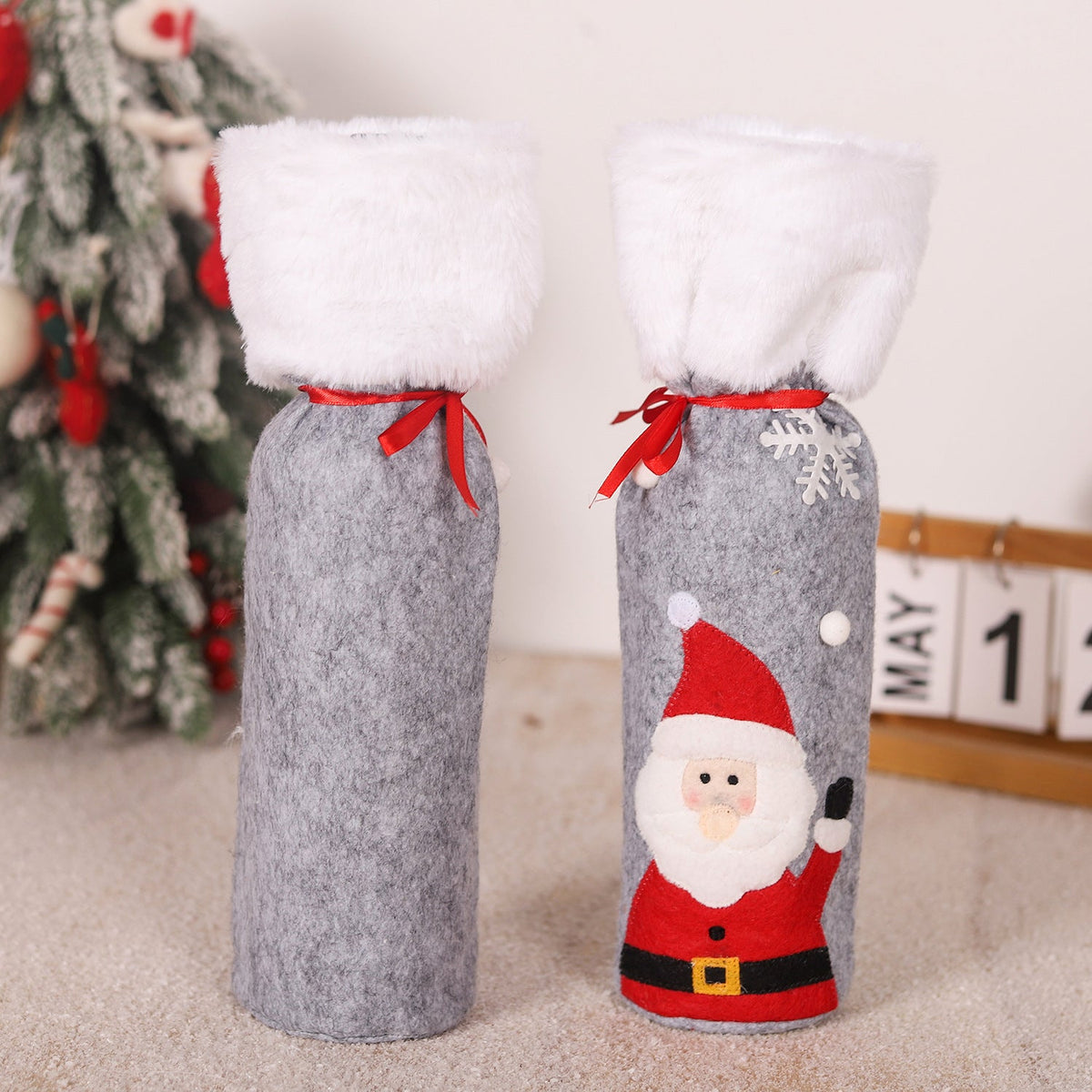 Christmas supplies red wine bottle covers elderly snowmen elk red wine bags household items