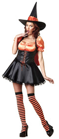 Wicked Wishes Orange and Black Womens Sexy Witch Costume Size Small