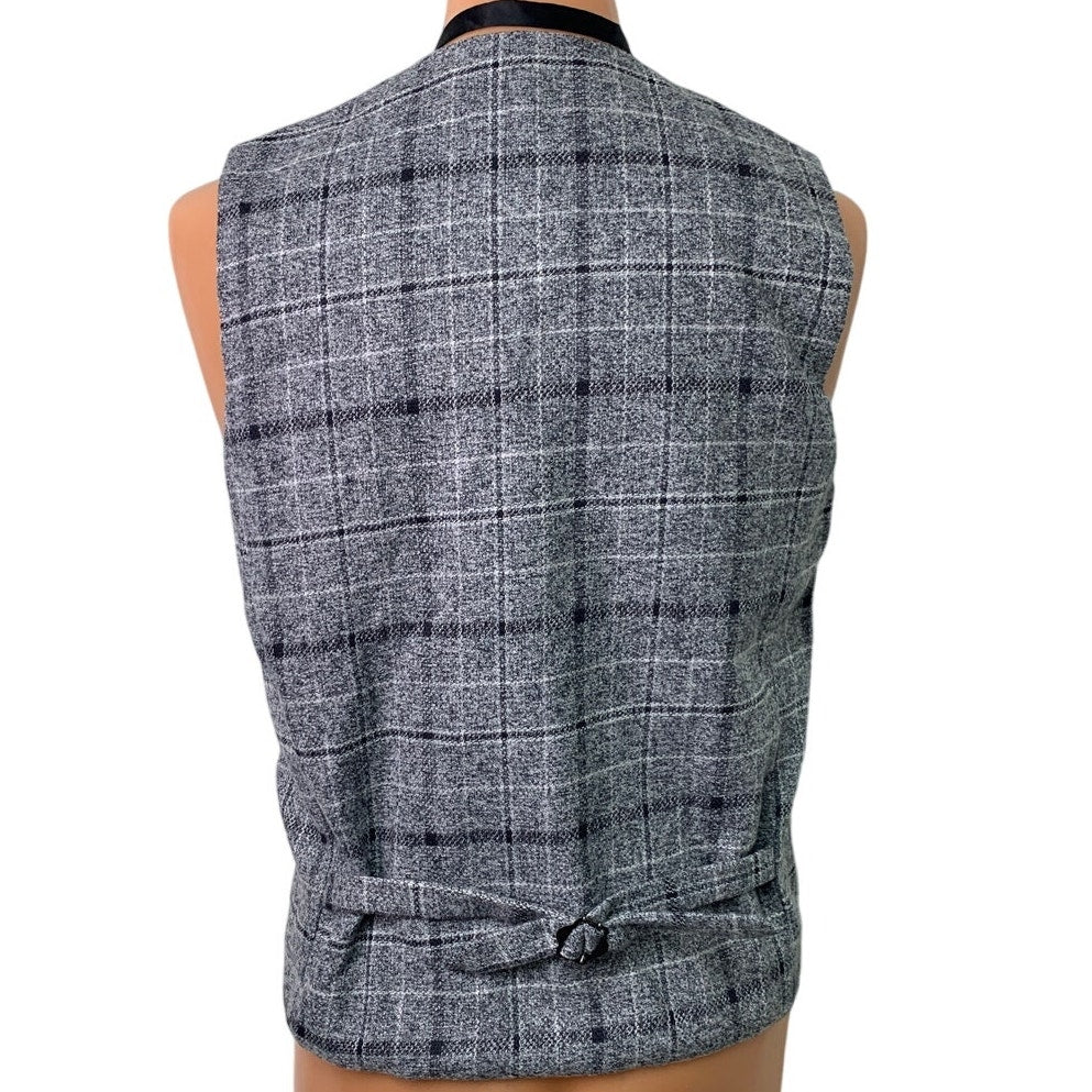 Mens Medium Plaid Sleeveless Vest Hat 1920s Gatsby Gangster Halloween Costume